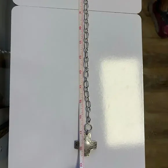 SILPADA 925 Sterling Silver Cross Necklace Toggle Closure Chunky Chain - Picture 8 of 9